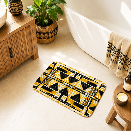 Alfombrilla de baño de tela con efecto barro amarillo y negro