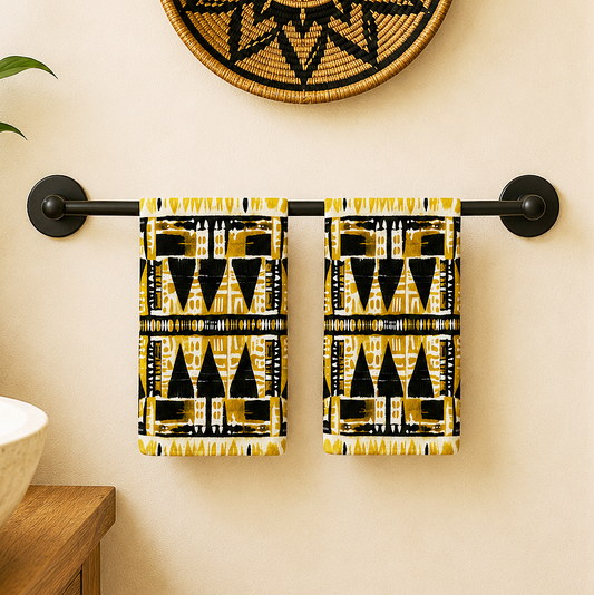 Toalla de mano MudCloth amarilla y negra
