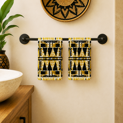 Yellow & Black Mudcloth Hand Towel
