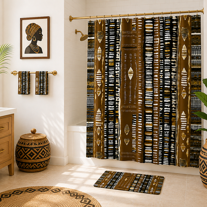 Metallic Gold Mudcloth Shower Curtain