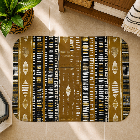 Metallic Gold Mudcloth Bath Mat