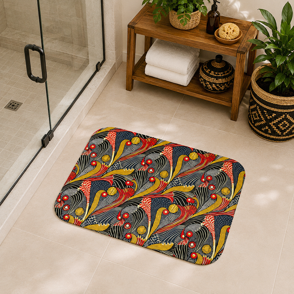 Ankara Mudcloth Bath Mat