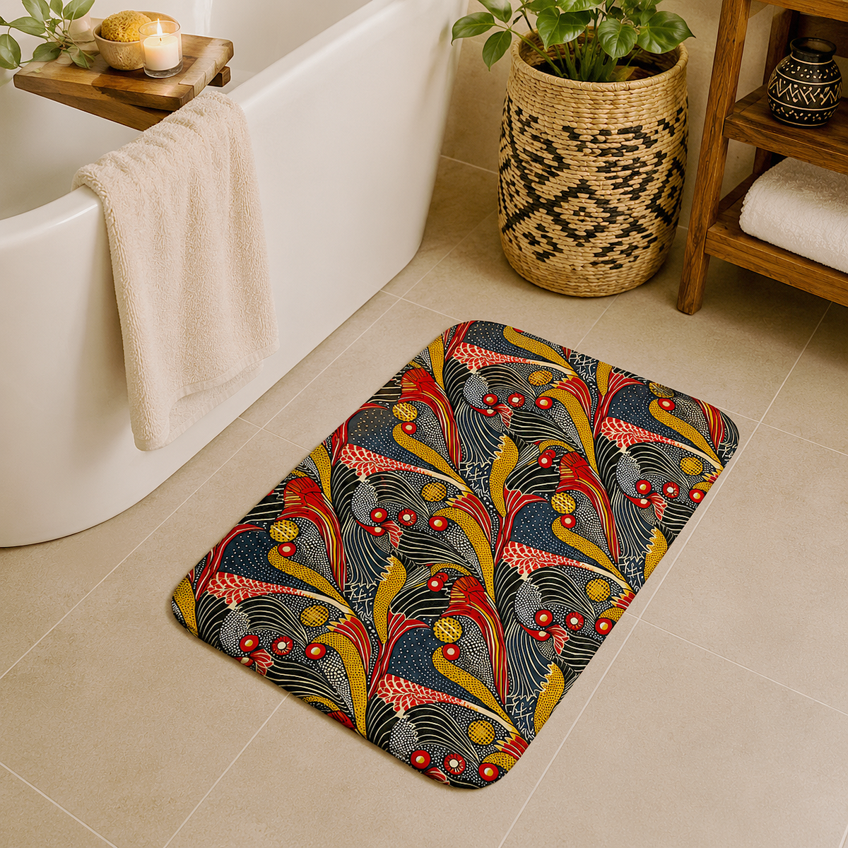 Ankara Mudcloth Bath Mat