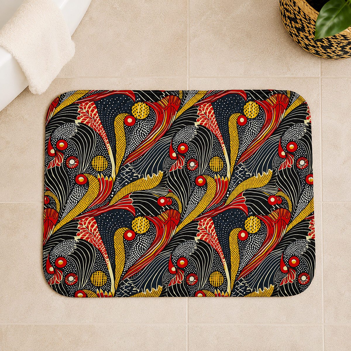 Ankara Mudcloth Bath Mat