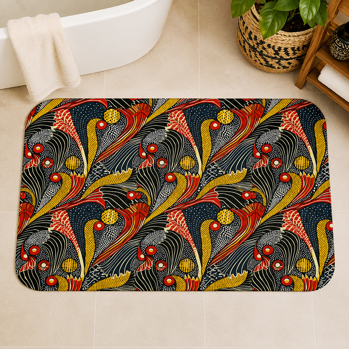 Ankara Mudcloth Bath Mat