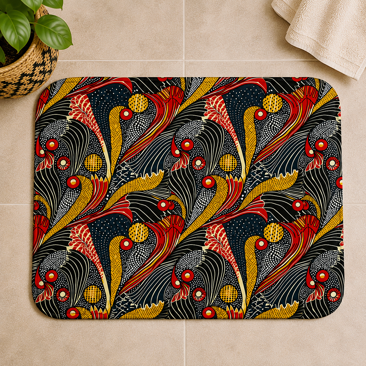 Ankara Mudcloth Bath Mat
