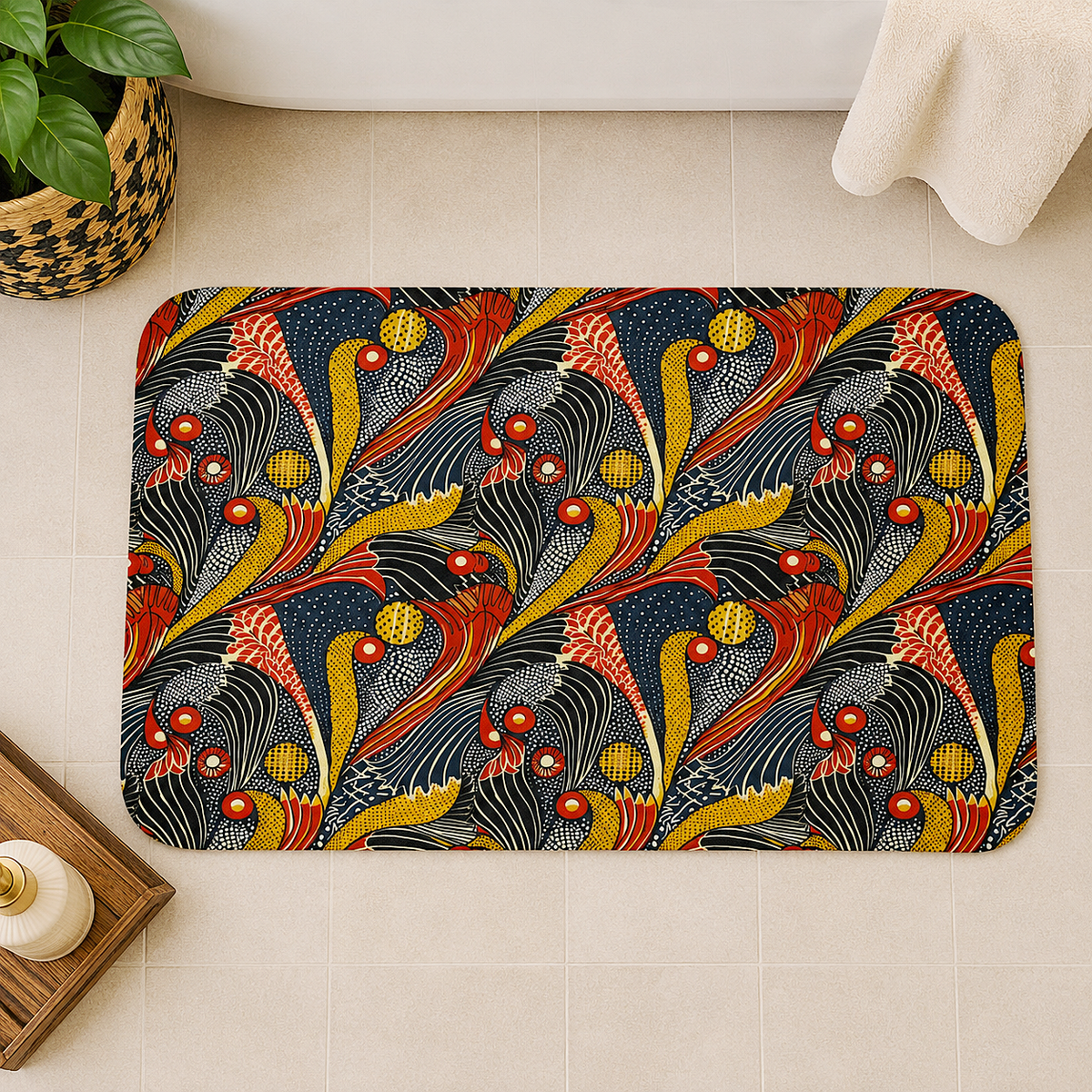 Ankara Mudcloth Bath Mat