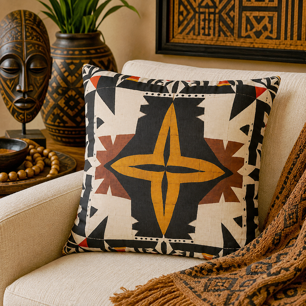 Cross Mudcloth Pillow