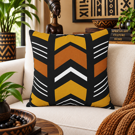 African Geometric Throw Pillow