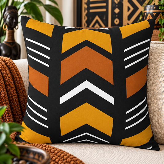 African Geometric Throw Pillow
