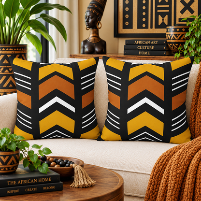 African Geometric Throw Pillow