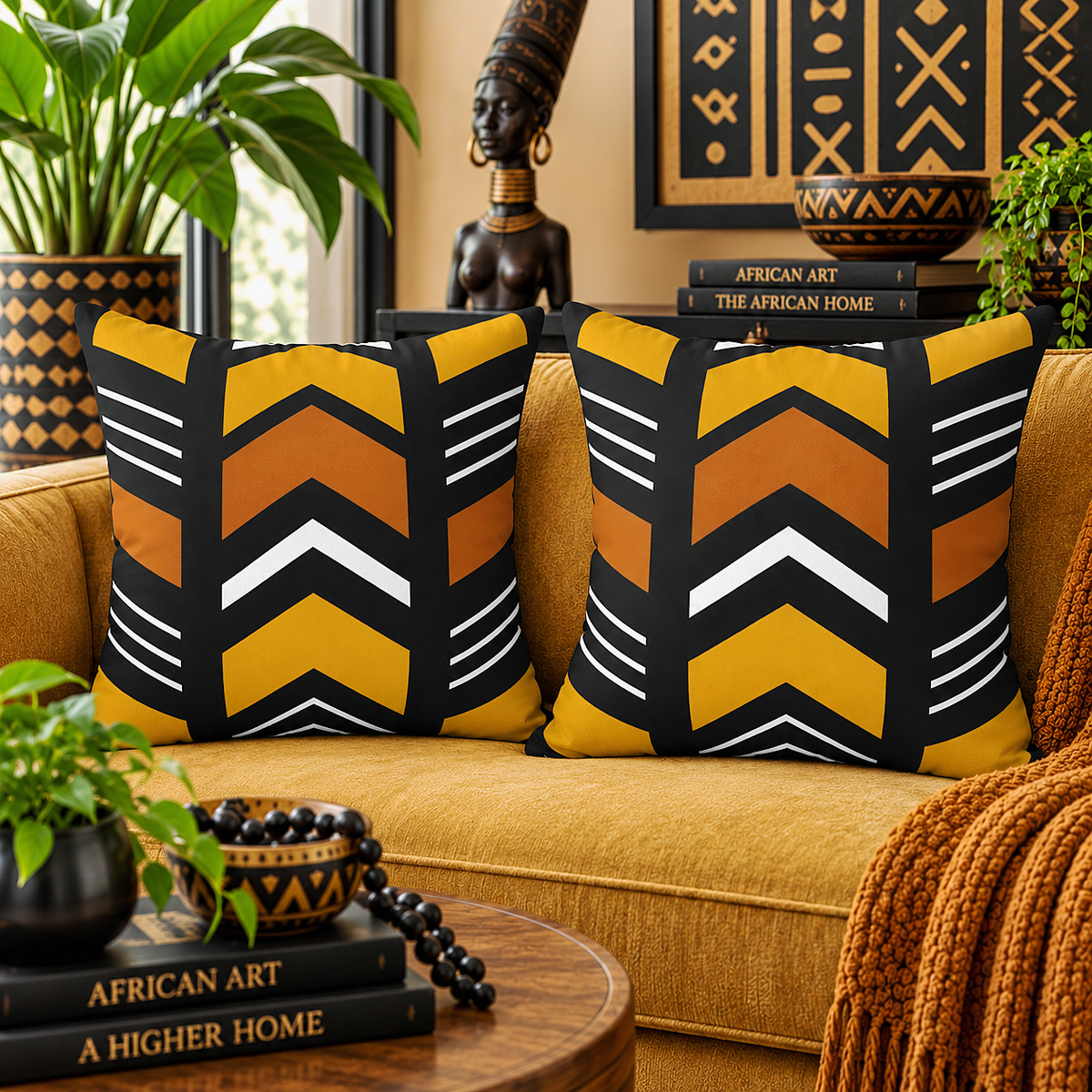 African Geometric Throw Pillow