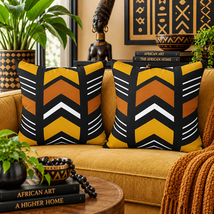 African Geometric Throw Pillow