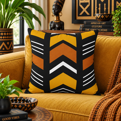 African Geometric Throw Pillow