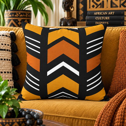 African Geometric Throw Pillow
