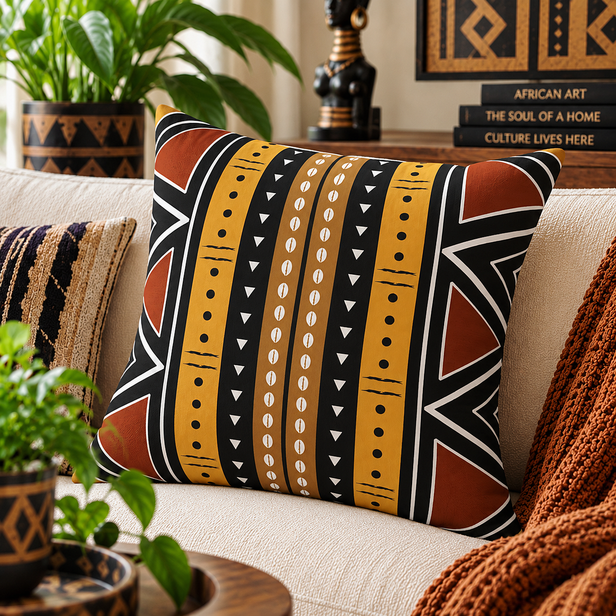 Tribal Mudcloth Pattern Pillow Cover