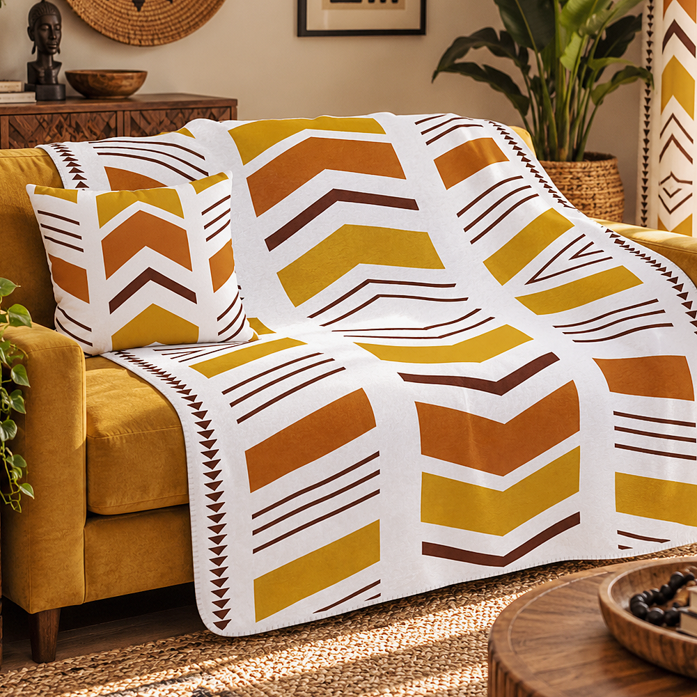 African Geometric Throw Pillow