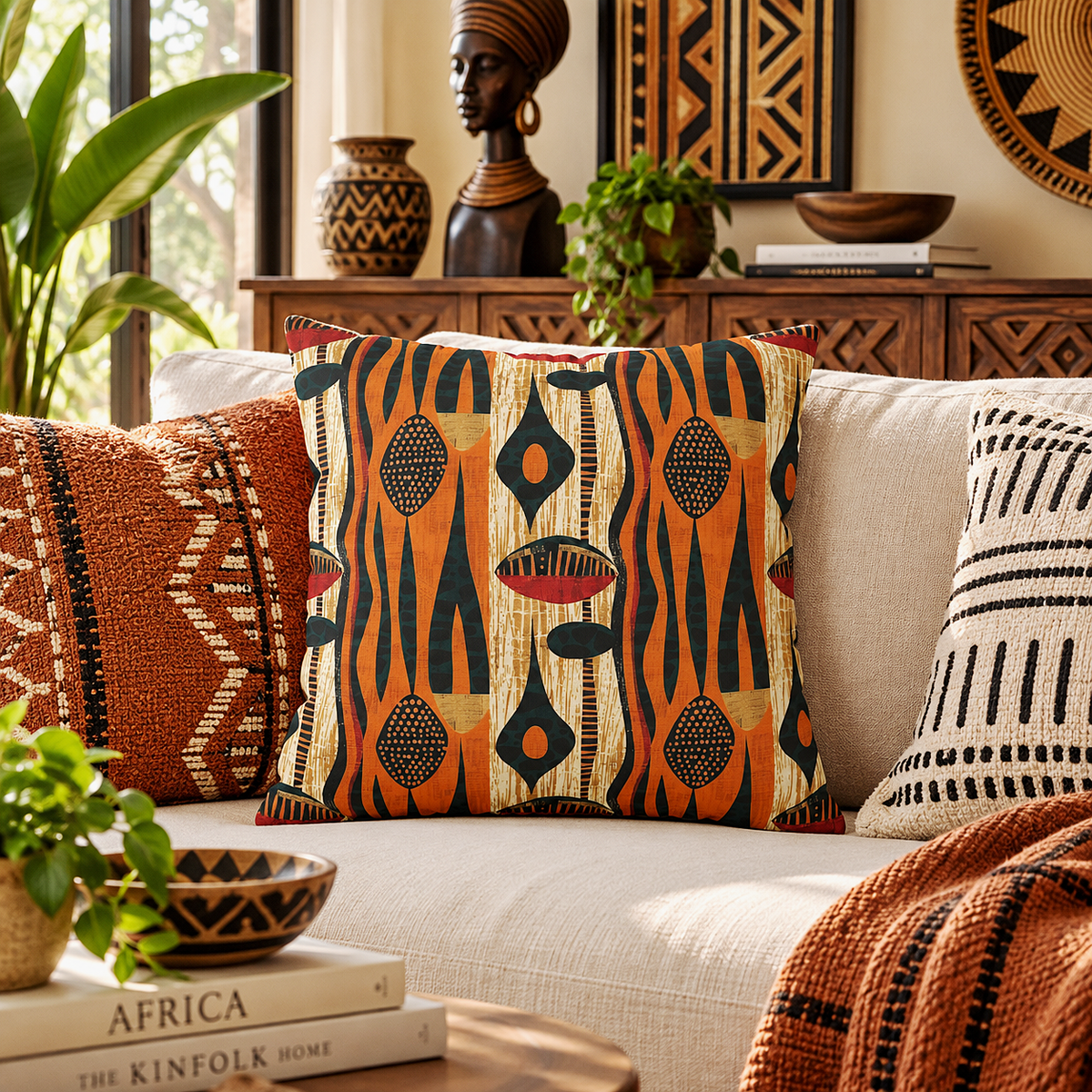 African Print Pillow Cover