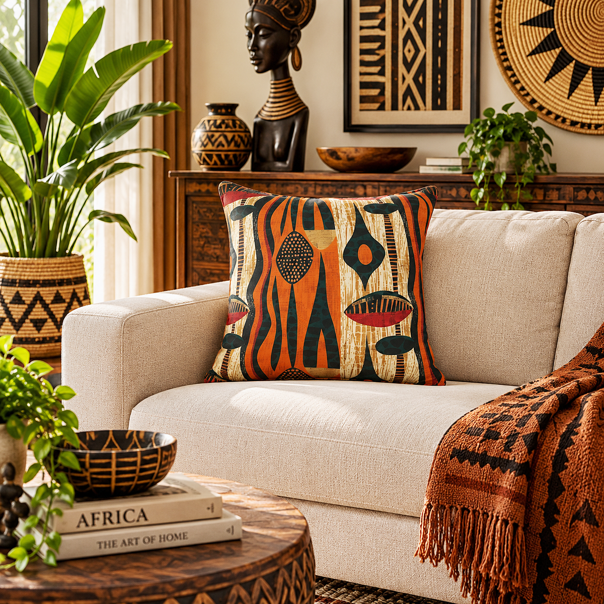 African Print Pillow Cover