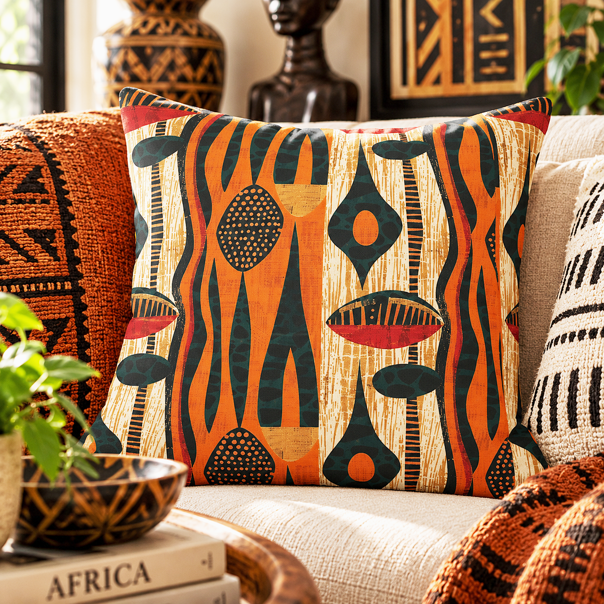 African Print Pillow Cover
