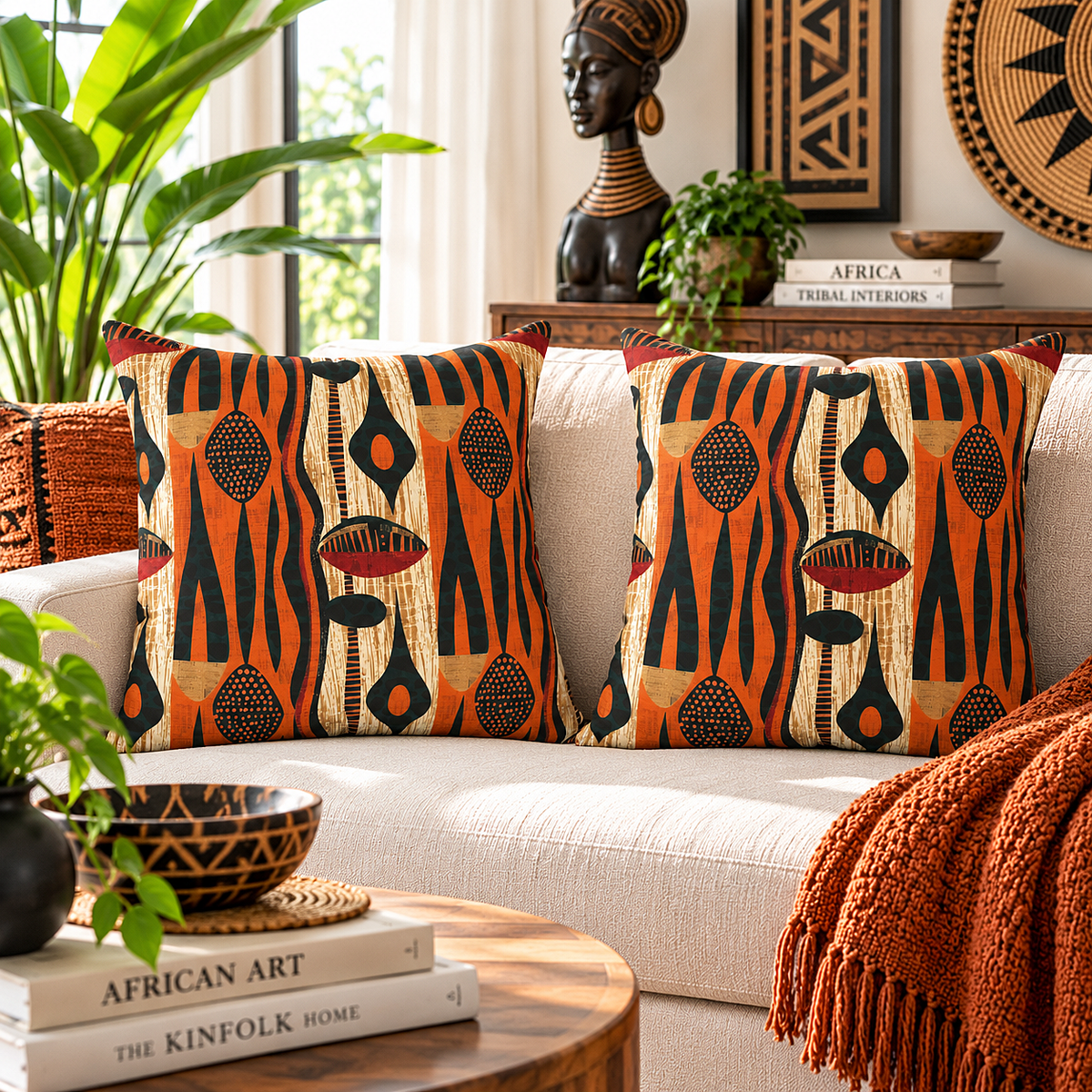 African Print Pillow Cover