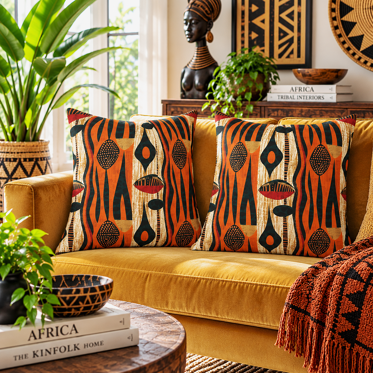 African Print Pillow Cover