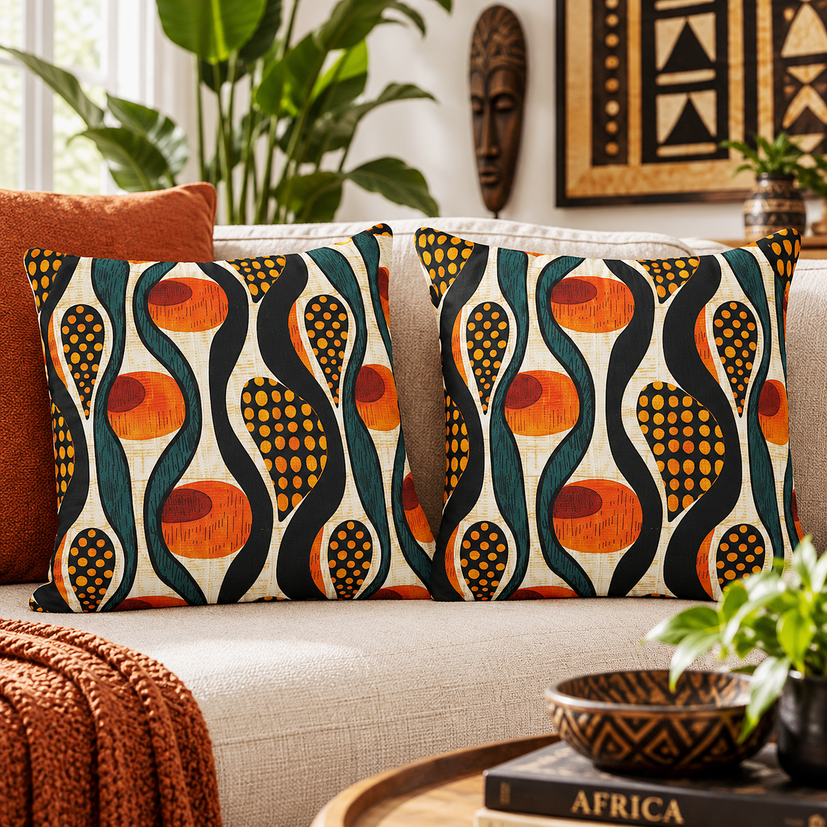 Mudcloth Throw Pillow Covers | African Tribal Cushion