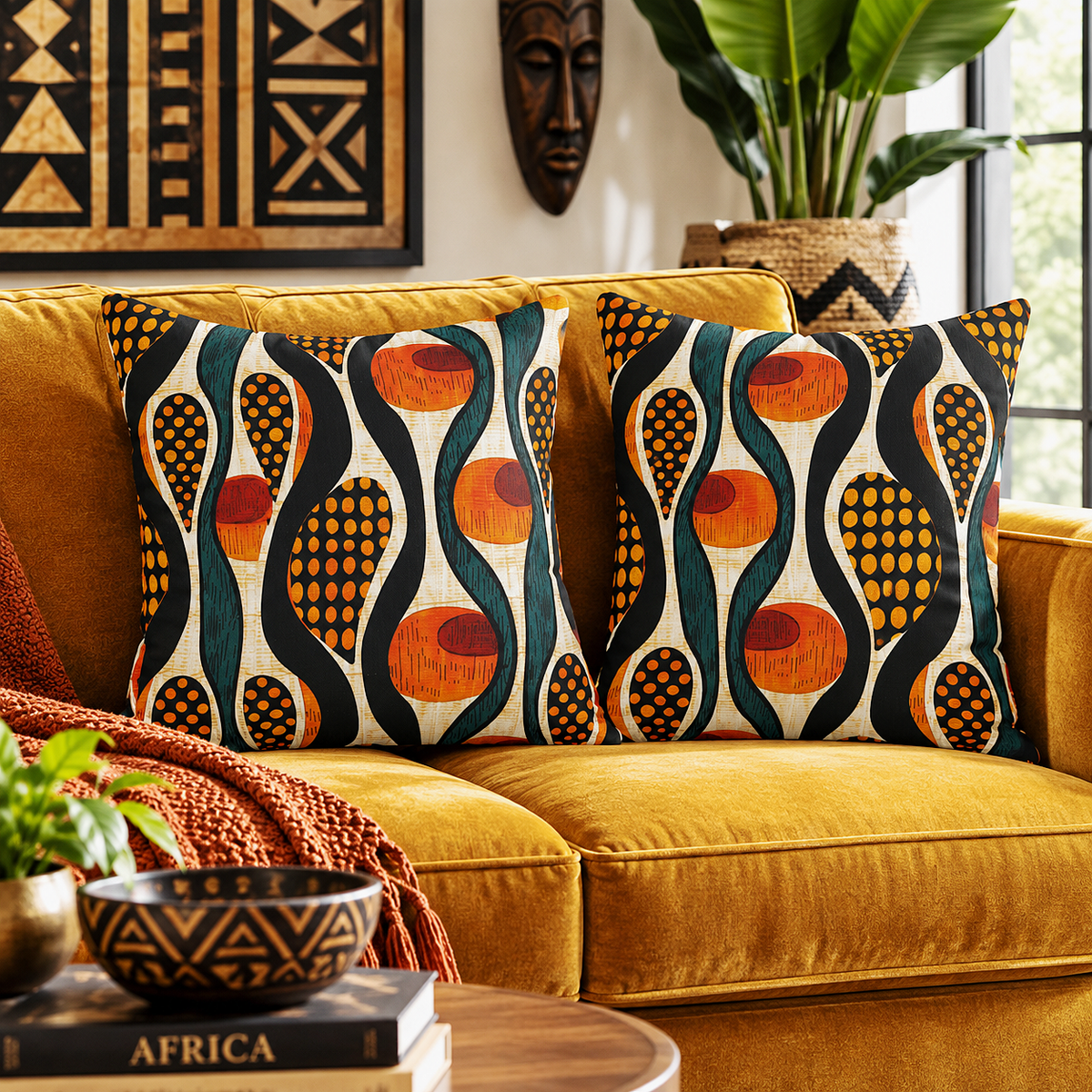 Mudcloth Throw Pillow Covers | African Tribal Cushion
