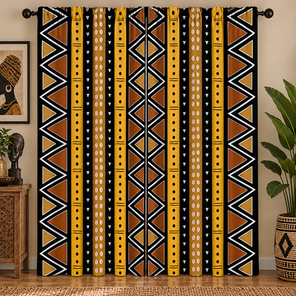 African Mudcloth Stripe Curtains