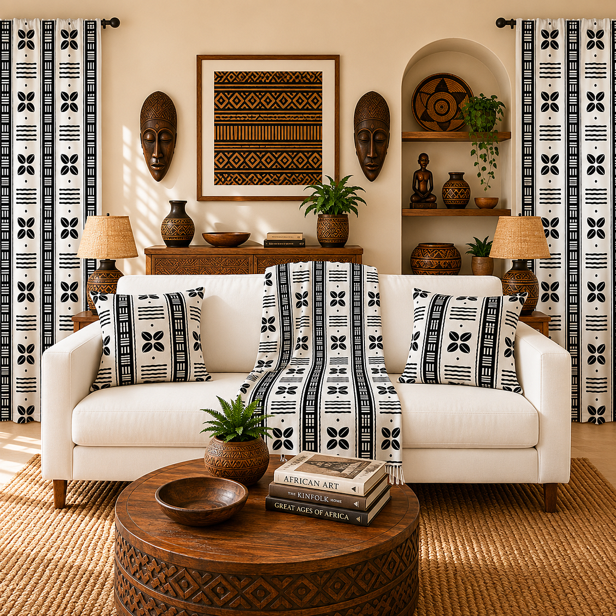 White Cowrie Shell Window Curtains