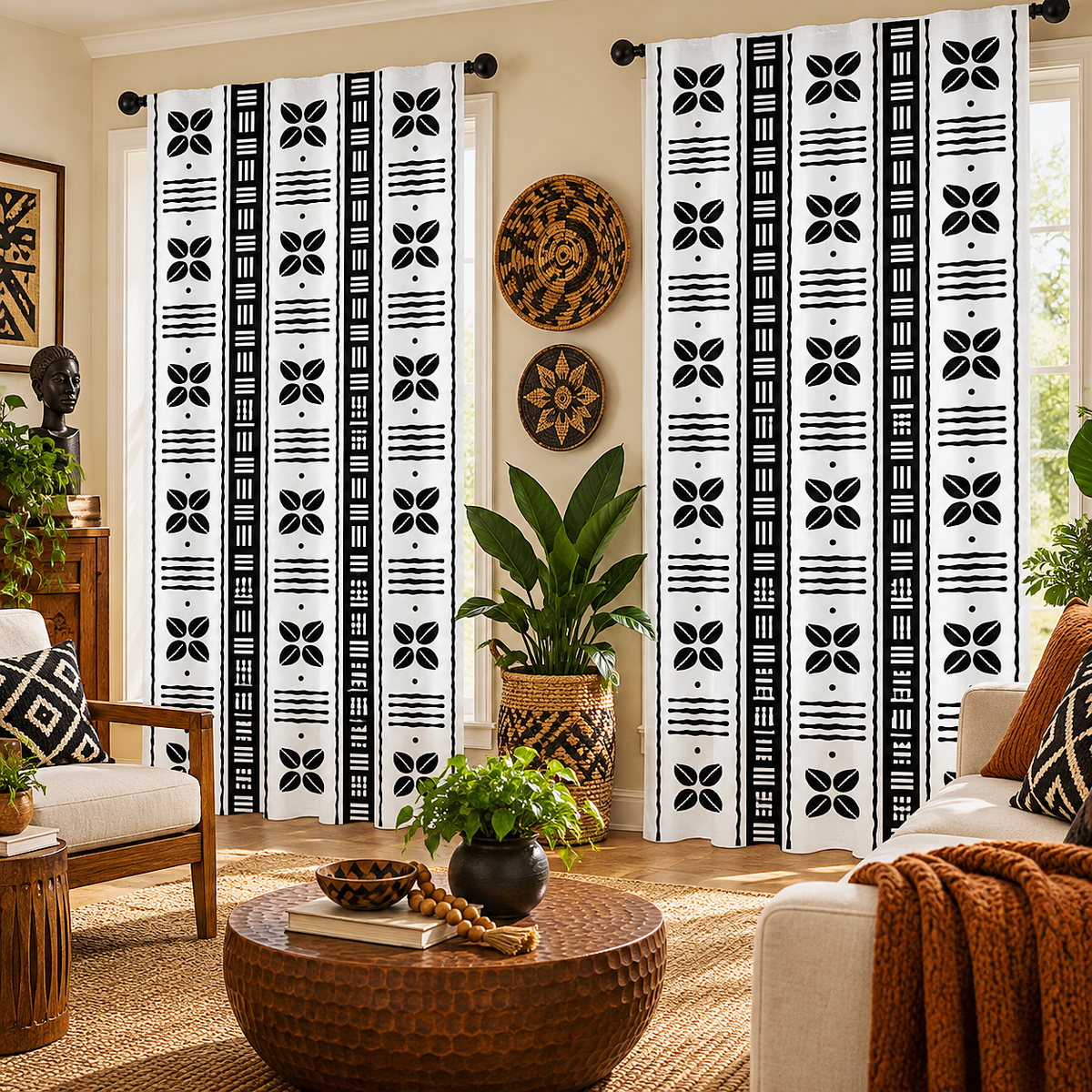 White Cowrie Shell Window Curtains
