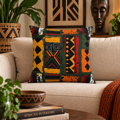 African Mudcloth Pillow Cover