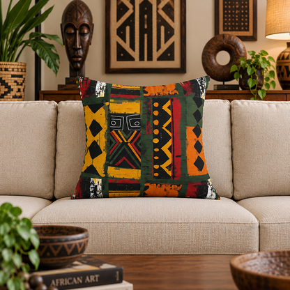 African Mudcloth Pillow Cover
