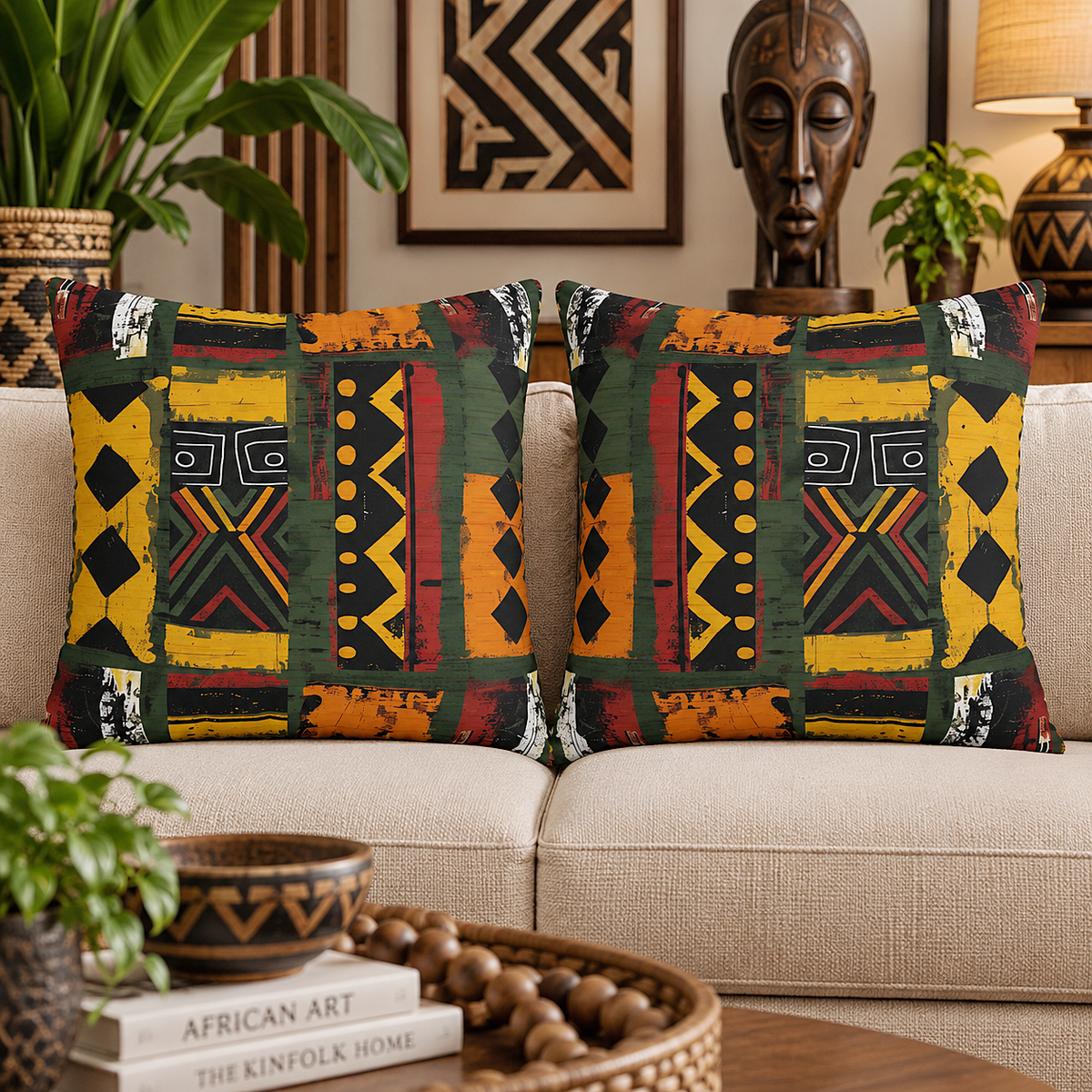 African Mudcloth Pillow Cover
