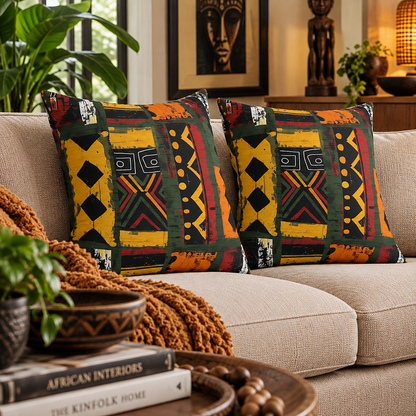 African Mudcloth Pillow Cover