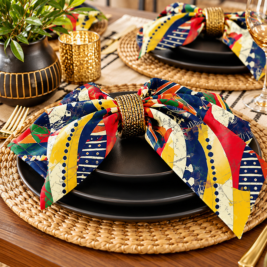 Colorful African Tribal Cloth Napkins Set