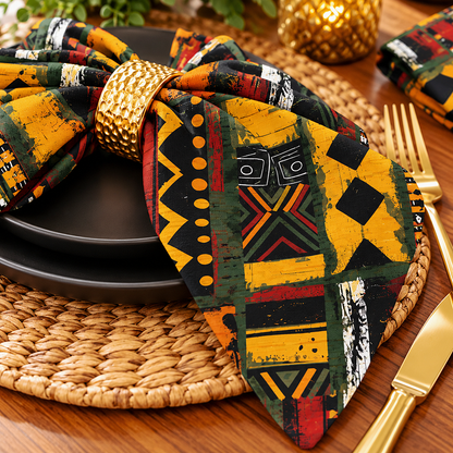 African Art Tribal Print Cloth Napkins Set of 4