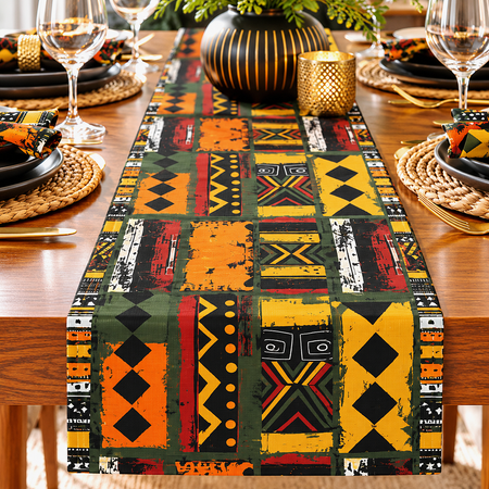 African Art Mudcloth Pattern Table Runner