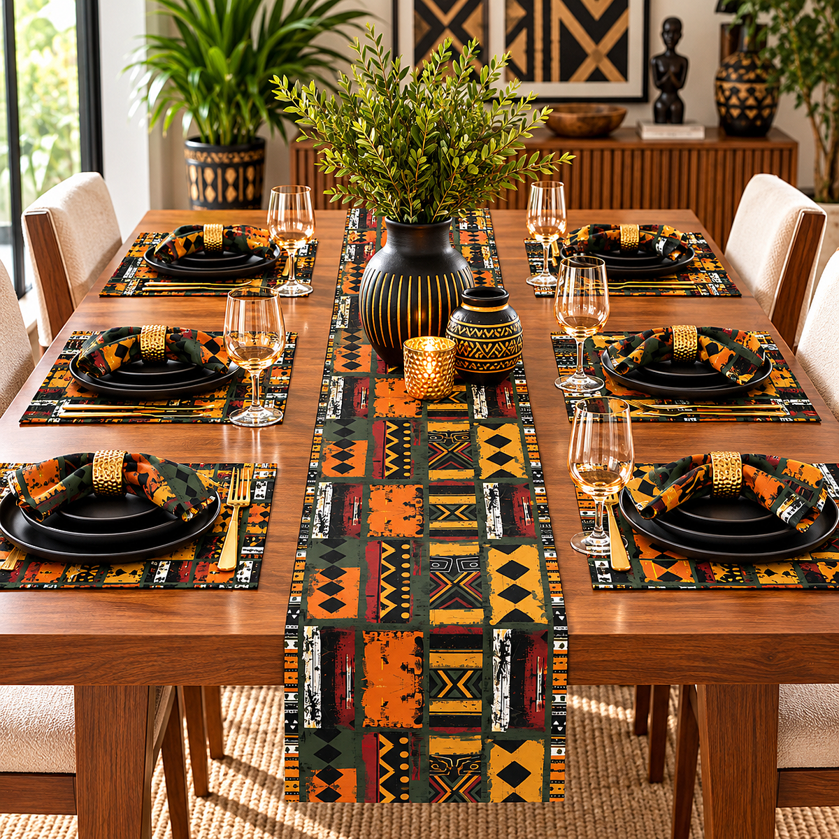 African Art Tribal Ethnic Placemats Set of 4