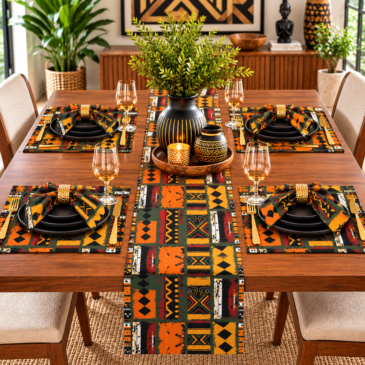 African Art Tribal Ethnic Placemats Set of 4