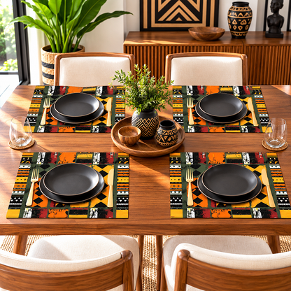 African Art Tribal Ethnic Placemats Set of 4