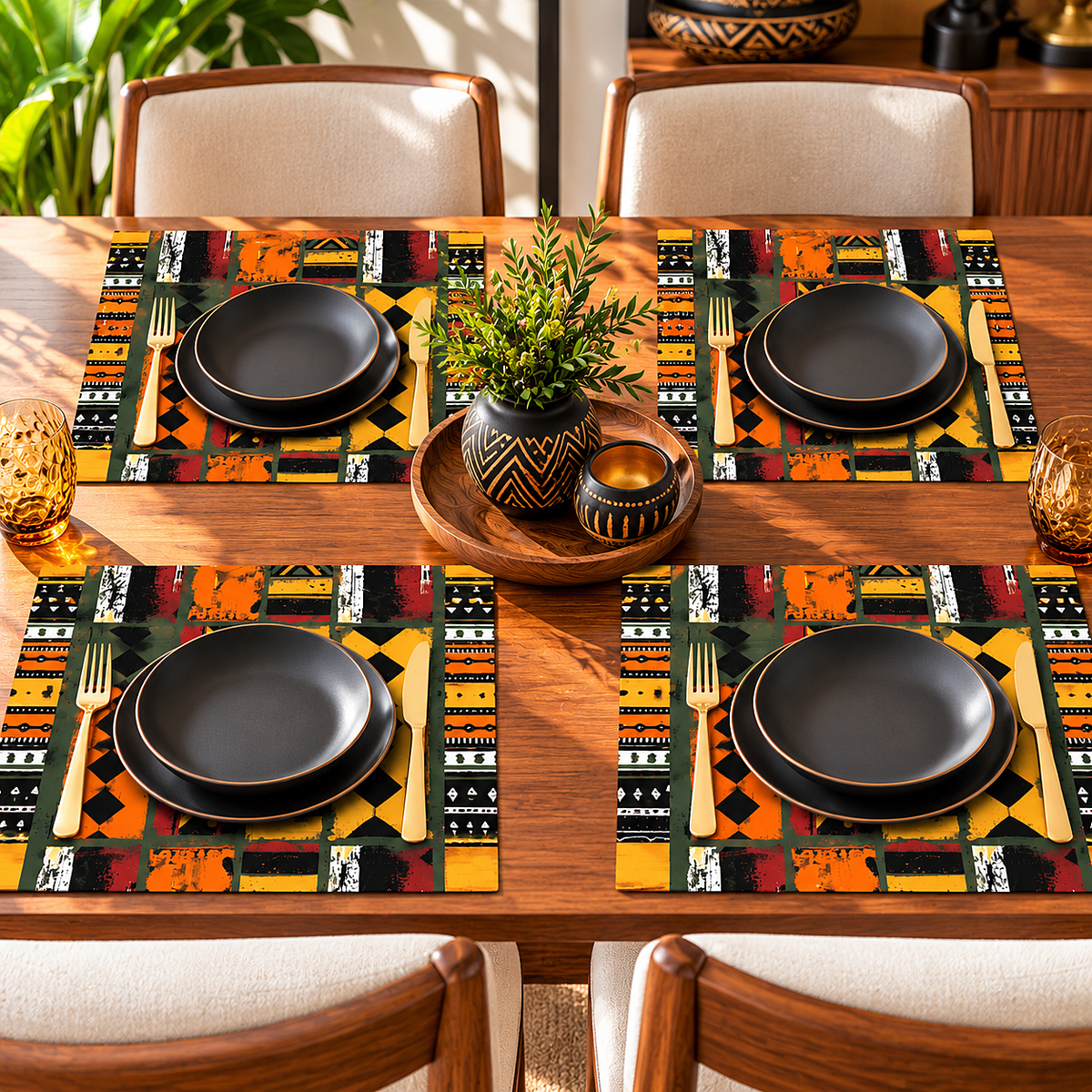 African Art Tribal Ethnic Placemats Set of 4
