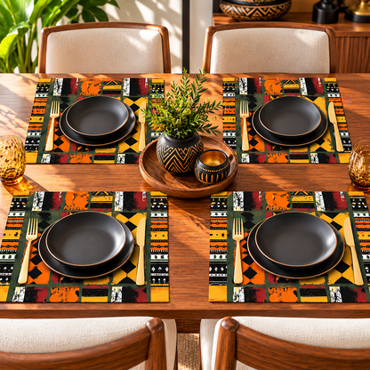 African Art Tribal Ethnic Placemats Set of 4