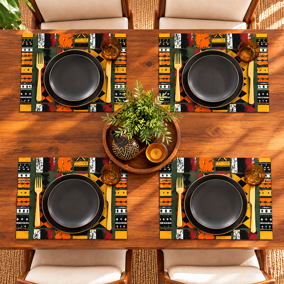 African Art Tribal Ethnic Placemats Set of 4