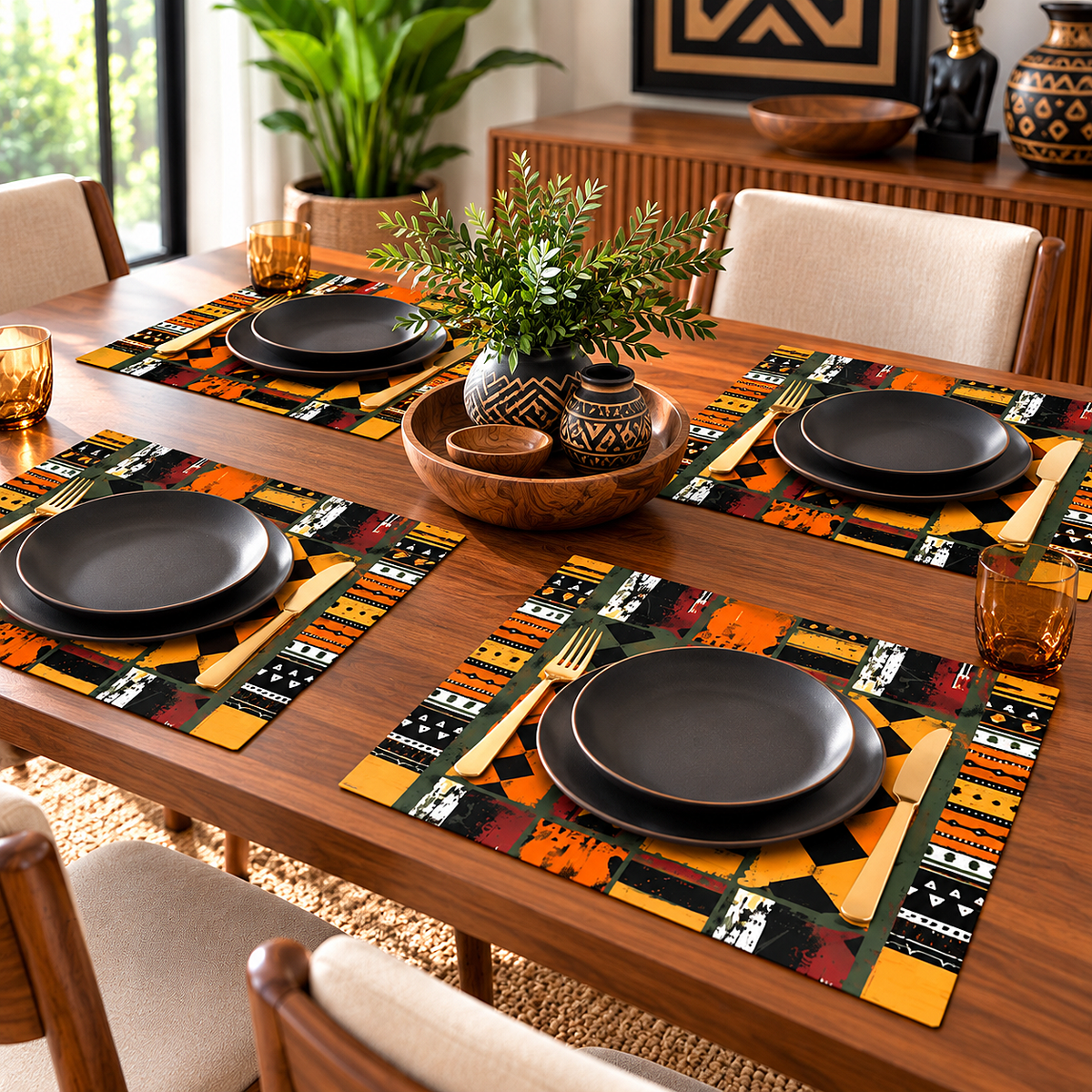 African Art Tribal Ethnic Placemats Set of 4