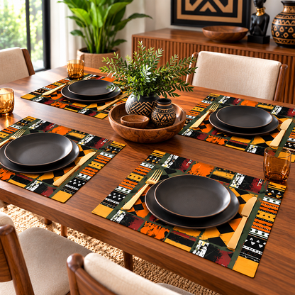 African Art Tribal Ethnic Placemats Set of 4