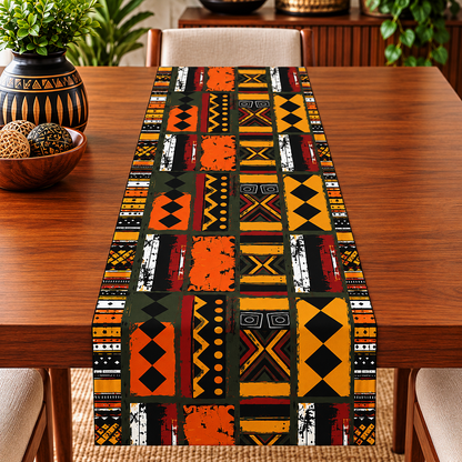 African Art Mudcloth Pattern Table Runner