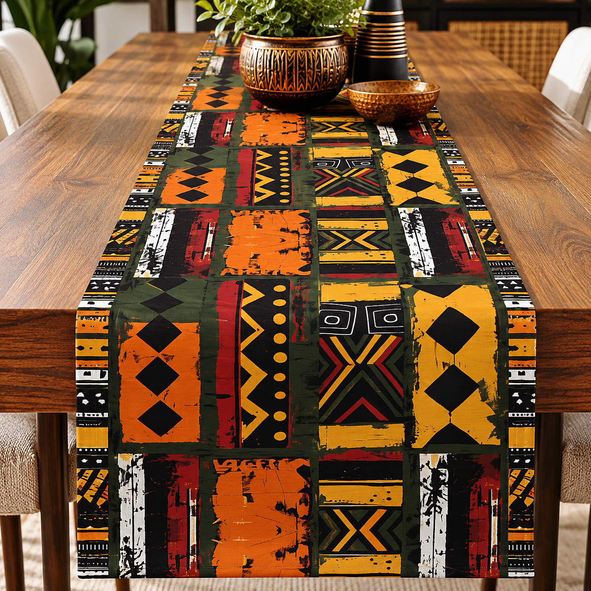 African Art Mudcloth Pattern Table Runner