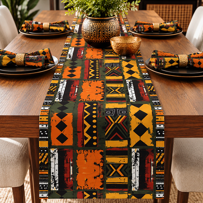 African Art Mudcloth Pattern Table Runner
