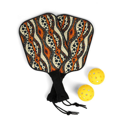 Pickleball Kit Set with Tribal Print Paddles